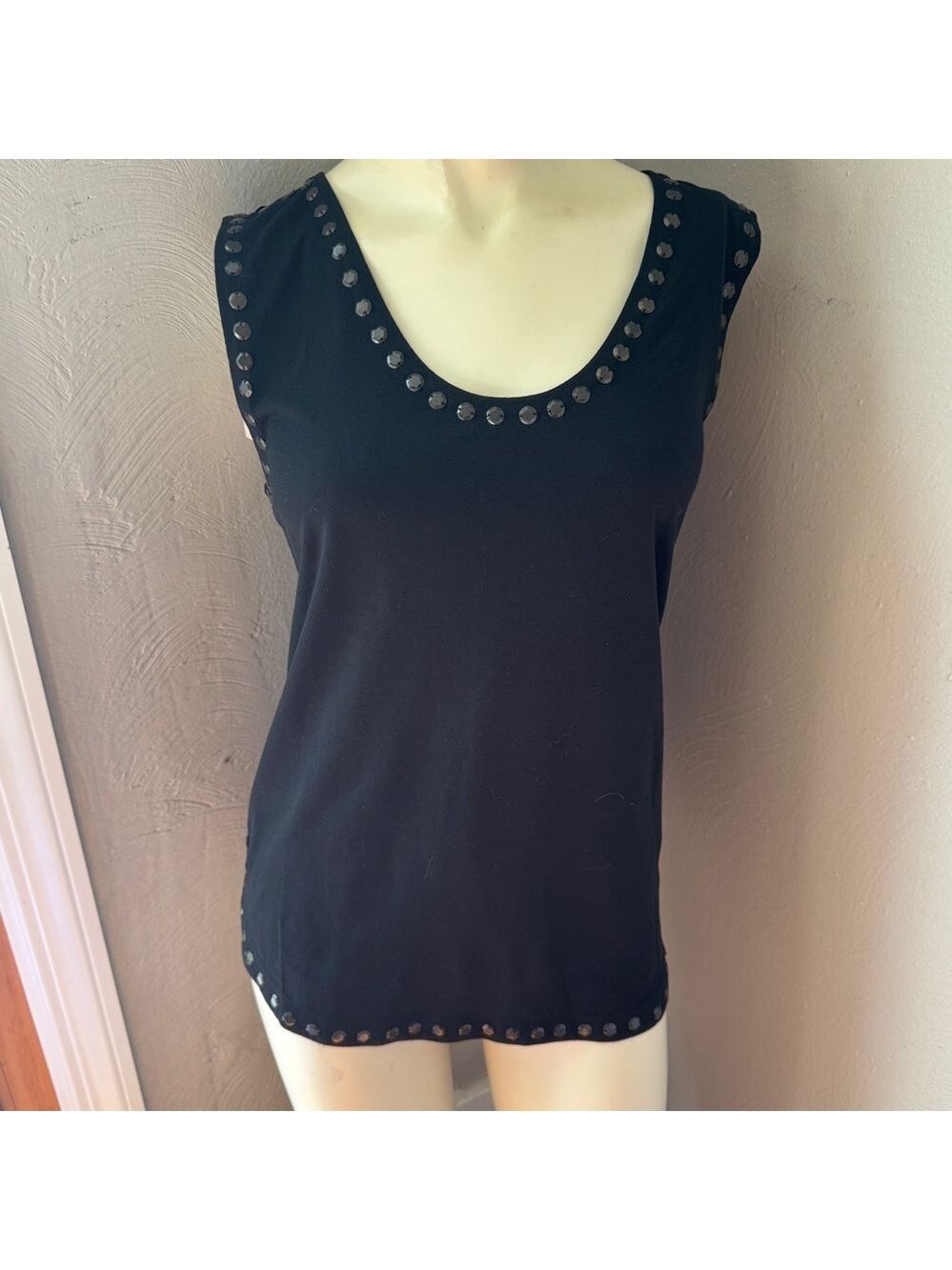 J.Crew sleeveless studded black blouse size xs NWT cotton
